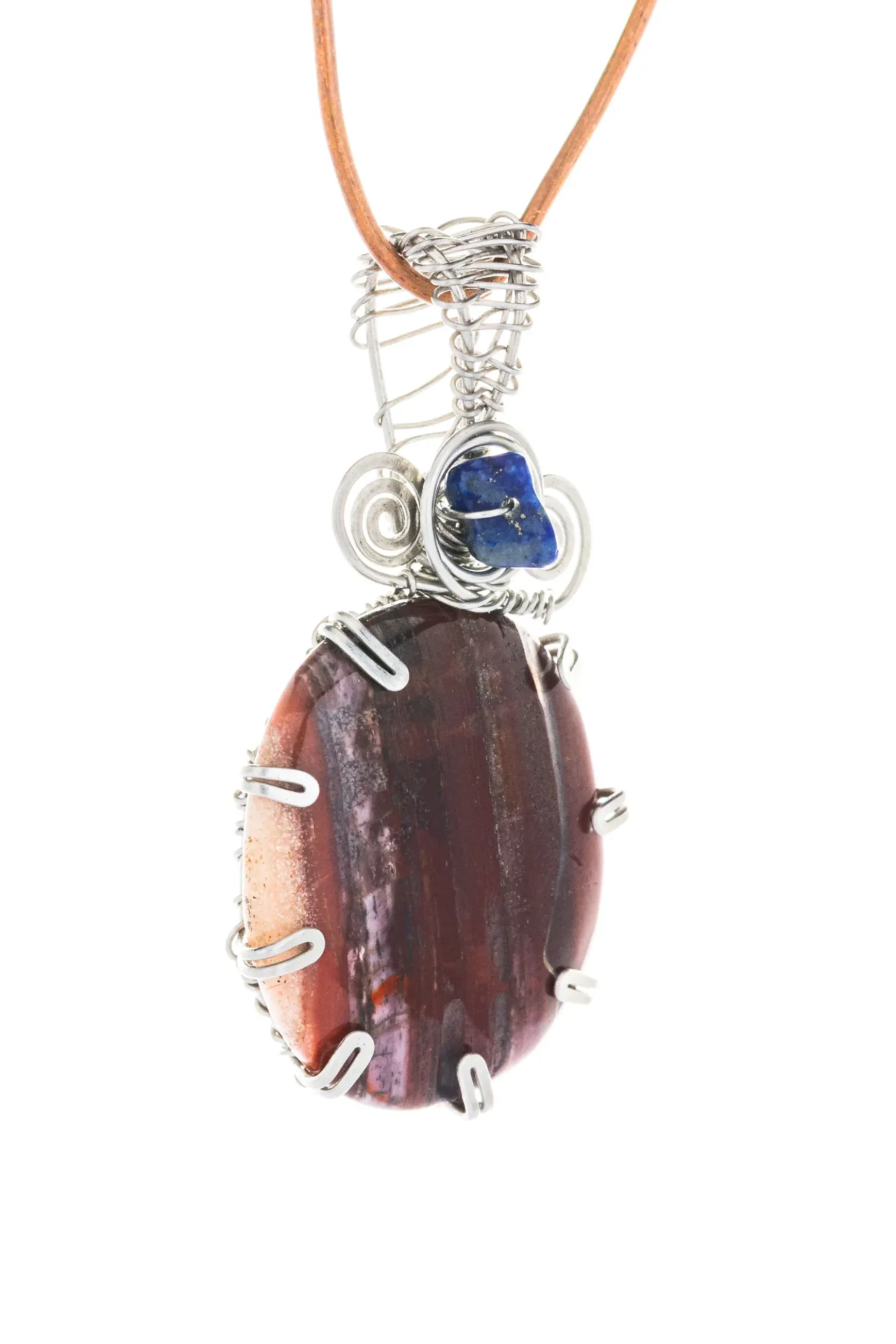 Ancient Earth — Red jasper and lapis lazuli charm