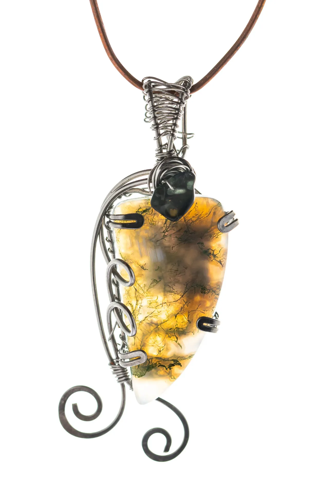 Green Mist — Prehnite and smoky quartz charm